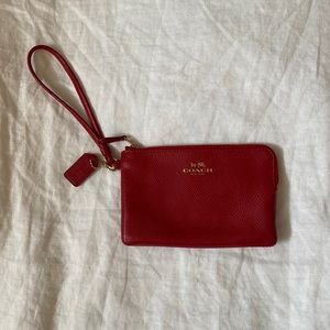 Coach red wristlet